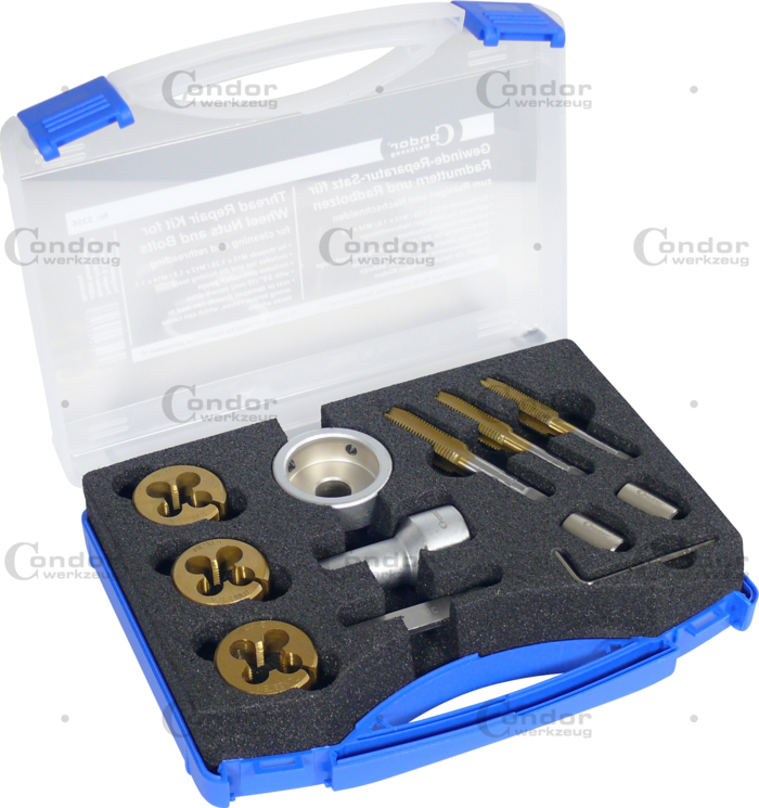 Gängreparationationskit för hjulmuttrar och bult, 12 delar.