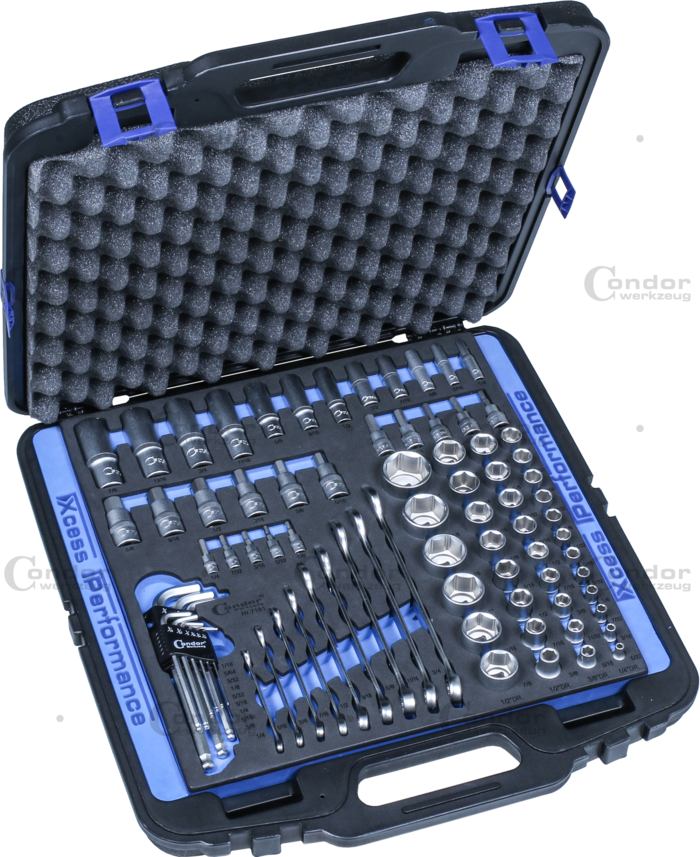 Tum Verktyg Set, 81 delar., 1/4+3/8+1/2", 6-kant tum 5/32-1.1/4"