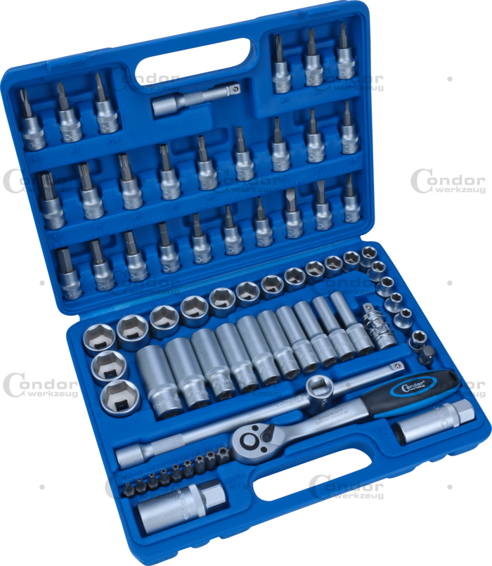 Hylsa Set, 71 delar., 3/8", 6-kant tum 1/4-15/16"