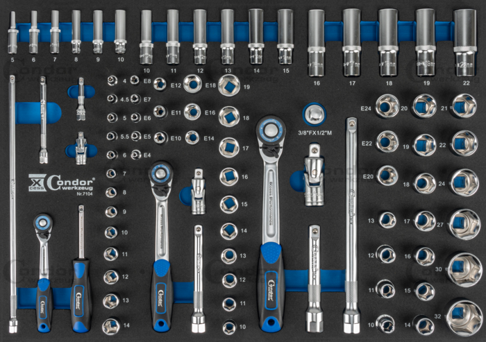 Hylsa Set i Foam 3/3, xcess performance, 85 delar., 1/4+3/8+1/2"
