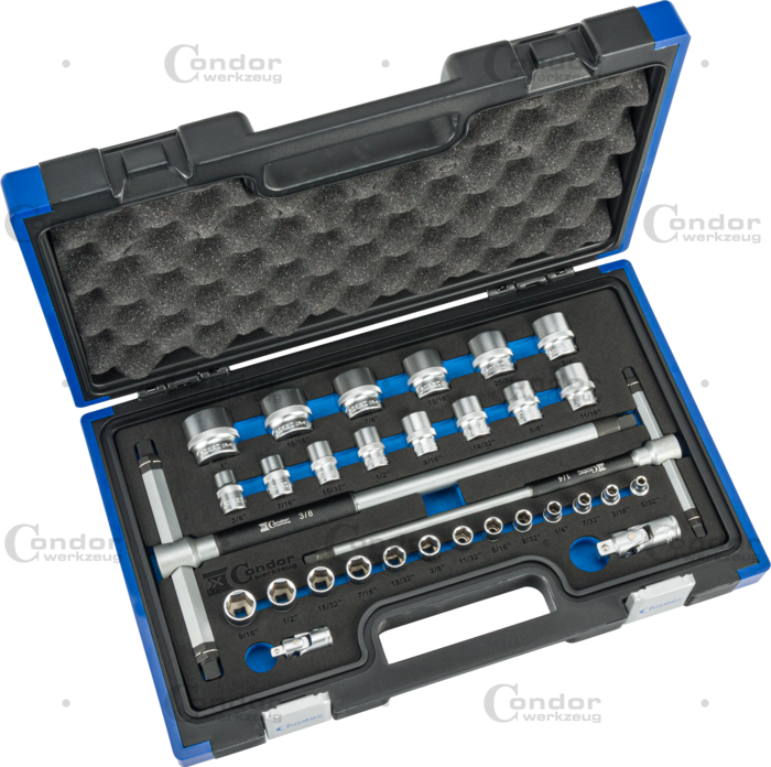 3-vägs T-handtag Hylssats sexkant 5/32-1" 31 st"