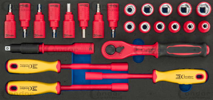 VDE Hylsa Set i Foam 1/3, 24 del., 3/8"