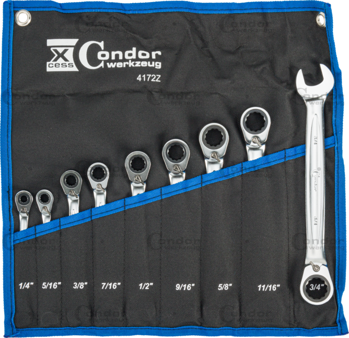 U-Ring Spärrnyckel tum omställbar 9-del